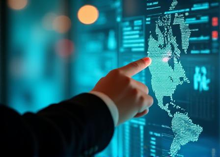 Consultant analyzing climate data on a digital interface