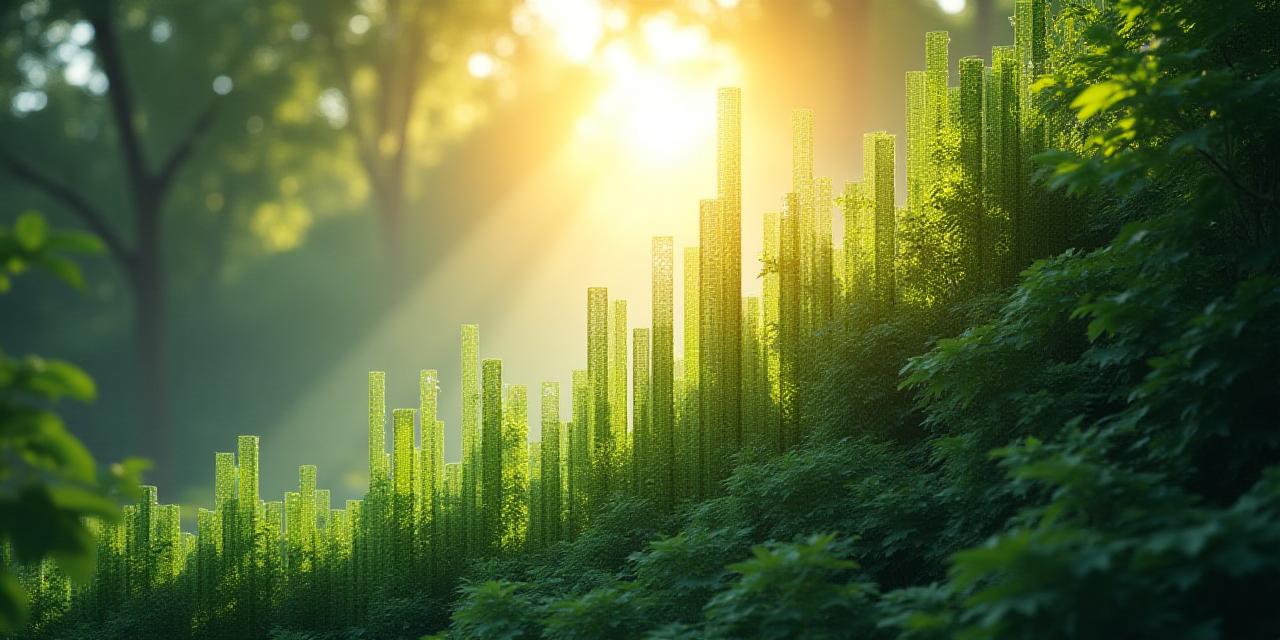 Abstract representation of financial growth overlapping with green ecological patterns